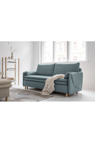 Canapé convertible Simon - Bleu-gris - 3 places - En polyamide, polyester et viscose antitache -  Dimensions couchage 140 x 190 cm