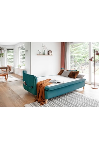 Canapé convertible Charming Charlie - Turquoise - 3 places - En polyester -  Dimensions couchage 140 x 190 cm