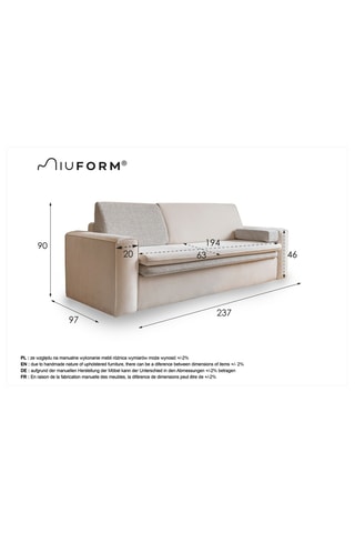 Canapé convertible Wilson - Beige - 3 places - En polyester antitache -  Dimensions couchage 140 x 190 cm