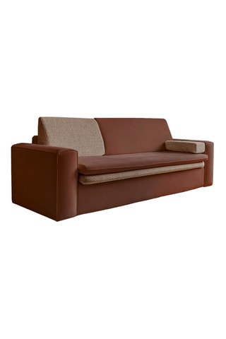 Canapé convertible Wilson - Rouge brique - 3 places - En polyester antitache -  Dimensions couchage 140 x 190 cm
