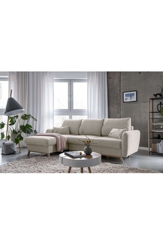 Canapé d’angle gauche convertible Scandic Lagom - Beige - 4 places - En polyester - Dimensions couchage 116 x 202 cm