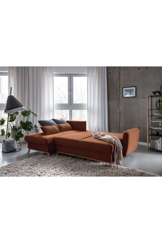 Canapé d’angle gauche convertible Scandic Lagom - Rouge brique - 4 places - En polyester - Dimensions couchage 116 x 202 cm