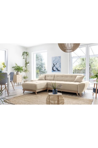 Canapé d’angle convertible et réversible Dazzing Daisy - Beige - 4 places - En polyester - Dimensions couchage 110 x 210 cm