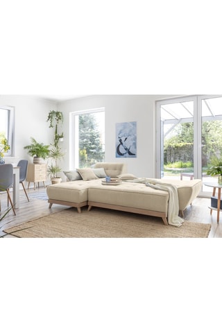 Canapé d’angle convertible et réversible Dazzing Daisy - Beige - 4 places - En polyester - Dimensions couchage 110 x 210 cm