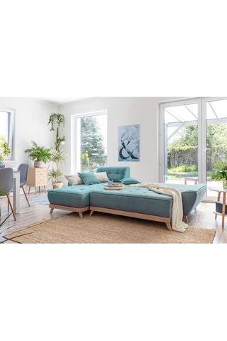 Canapé d’angle convertible et réversible Dazzing Daisy - Turquoise - 4 places - En polyester - Dimensions couchage 110 x 210 cm