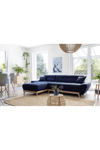 Canapé d’angle convertible et réversible Dazzing Daisy - Bleu marine - 4 places - En polyester - Dimensions couchage 110 x 210 cm