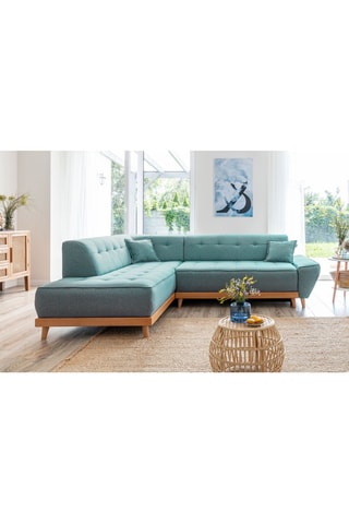 Canapé d’angle convertible Dazzing Daisy - Turquoise - 6 places - En polyester - Dimensions couchage 110 x 190 cm
