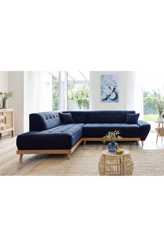 Canapé d’angle convertible Dazzing Daisy - Bleu marine - 6 places - En polyester - Dimensions couchage 110 x 190 cm