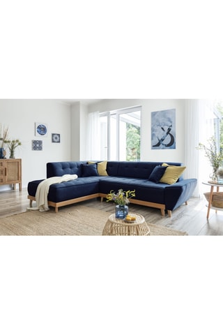 Canapé d’angle convertible Dazzing Daisy - Bleu marine - 6 places - En polyester - Dimensions couchage 110 x 190 cm