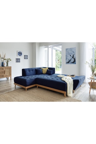 Canapé d’angle convertible Dazzing Daisy - Bleu marine - 6 places - En polyester - Dimensions couchage 110 x 190 cm