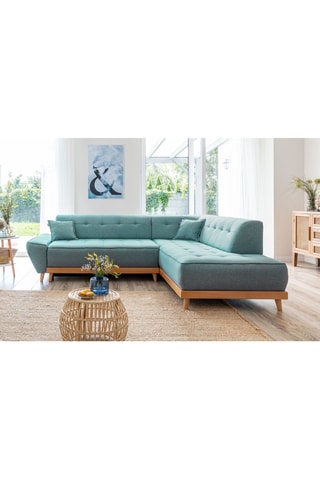 Canapé d’angle convertible Dazzing Daisy - Turquoise - 6 places - En polyester - Dimensions couchage 110 x 190 cm