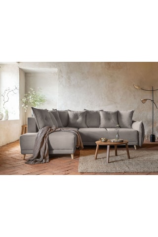 Canapé d’angle gauche convertible Lazy - Ecru - 6 places - En polyester - Dimensions couchage 140 x 210 cm