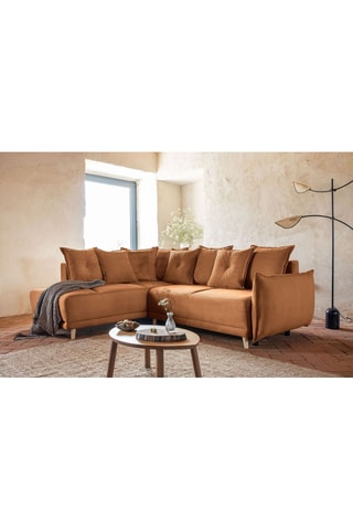 Canapé d’angle gauche convertible Lazy - Rouge brique - 6 places - En polyester - Dimensions couchage 140 x 210 cm