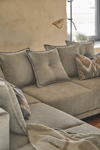Canapé d’angle gauche convertible Lazy - Taupe - 6 places - En polyester antitache - Dimensions couchage 140 x 210 cm