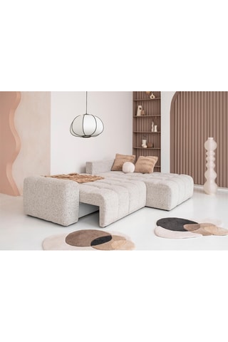 Canapé d’angle convertible Lulu - Gris chiné - 4 places - En polyester - Dimensions couchage 120 x 215 cm