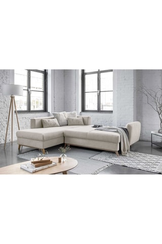 Canapé d’angle gauche convertible Scandic Lagom - Beige - 6 places - En polyester - Dimensions couchage 116 x 205 cm