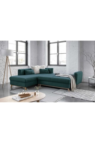Canapé d’angle gauche convertible Scandic Lagom - Turquoise - 6 places - En polyester - Dimensions couchage 116 x 205 cm