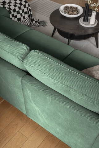 Canapé d’angle droit convertible Lofty Lilly - Vert émeraude - 5 places - En polyester toucher velours - Dimensions couchage 130 x 200 cm