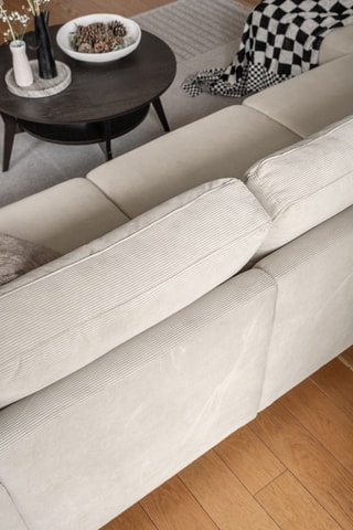 Canapé d’angle gauche convertible Lofty Lilly - Beige - 5 places - En polyester toucher velours - Dimensions couchage 130 x 200 cm