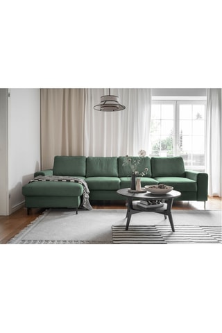 Canapé d’angle gauche convertible Lofty Lilly - Vert émeraude - 5 places -  En polyester toucher velours - Dimensions couchage 130 x 200 cm