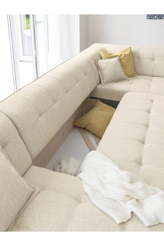 Canapé d’angle convertible Dazzing Daisy - Beige - 8 places - En polyester - Dimensions couchage 110 x 270 cm