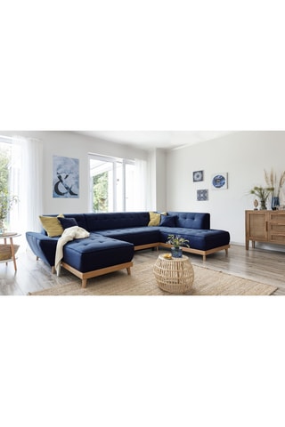 Canapé d’angle convertible Dazzing Daisy - Bleu marine - 8 places - En polyester - Dimensions couchage 110 x 270 cm