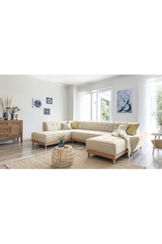Canapé d’angle convertible Dazzing Daisy - Beige - 8 places - En polyester - Dimensions couchage 110 x 270 cm