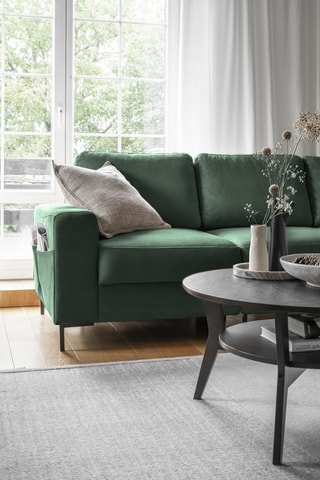 Canapé d’angle droit convertible Lofty Lilly - Vert émeraude - 7 places - En polyester - Dimensions couchage 130 x 200 cm