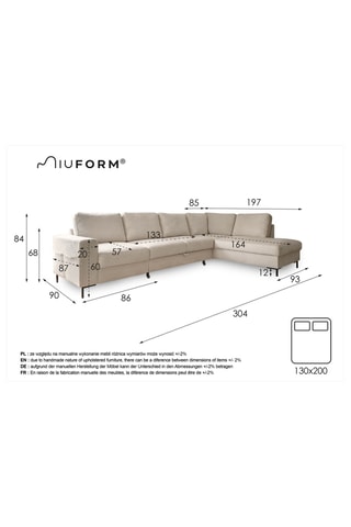 Canapé d’angle droit convertible Lofty Lilly - Vert émeraude - 7 places - En polyester - Dimensions couchage 130 x 200 cm