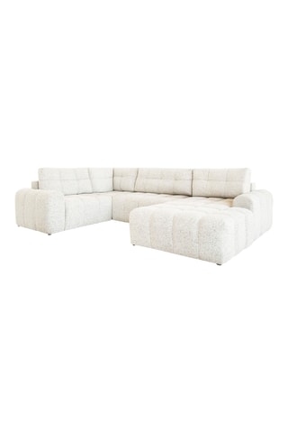 Canapé d’angle panoramique modulable convertible Lulu - Beige - 8 places - En polyester - Dimensions couchage 120 x 268 cm