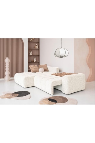 Canapé d’angle convertible Lulu - Beige - 4 places - - En polyester - Dimensions couchage 120 x 215 cm