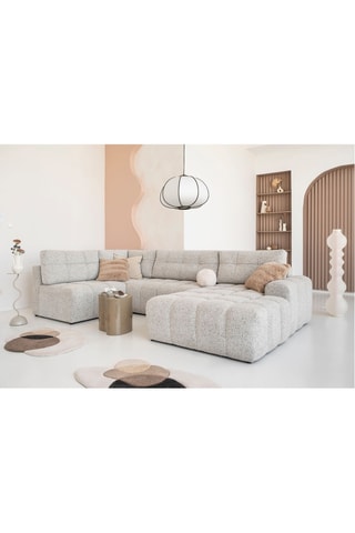 Canapé d’angle panoramique modulable convertible Lulu - Gris chiné - 8 places - En polyester - Dimensions couchage 116 x 202 cm