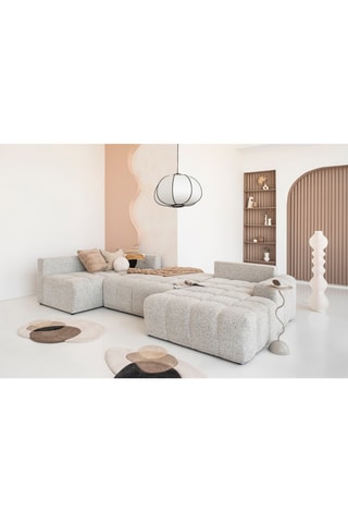 Canapé d’angle panoramique modulable convertible Lulu - Gris chiné - 8 places - En polyester - Dimensions couchage 116 x 202 cm