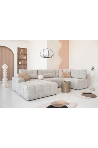 Canapé d’angle panoramique modulable convertible Lulu - Gris chiné - 8 places - En polyester - Dimensions couchage 120 x 268 cm