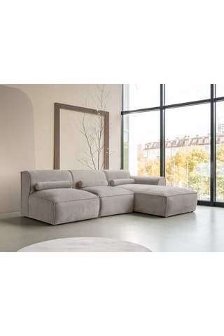 Canapé d’angle droit modulaire Flex Felix - Beige foncé - 3 places - En polyester