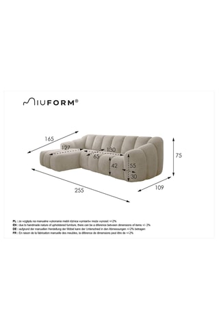 Canapé d'angle gauche modulaire Shell - Gris clair - 4 places - En polyester