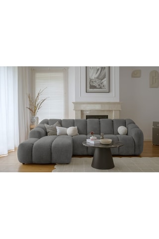 Canapé d'angle gauche modulaire Shell - Gris - 4 places - En polyester