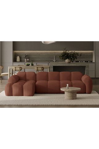 Canapé d’angle gauche modulaire Cloud - Rouge brique - 4 places - En polyester
