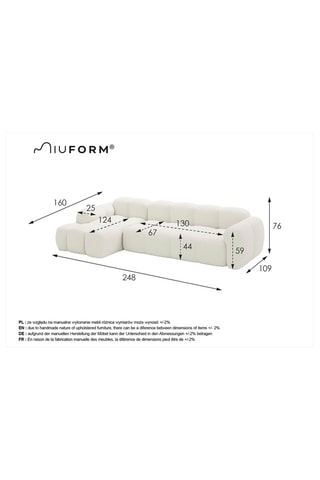 Canapé d’angle gauche modulaire Cloud - Rouge brique - 4 places - En polyester