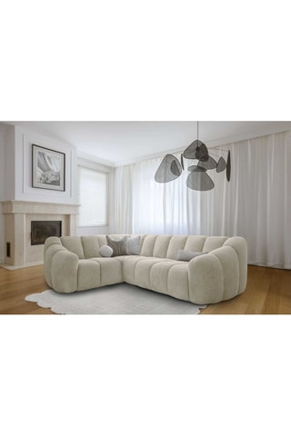 Canapé d’angle gauche modulaire Shell - Beige - 6 places - En polyester