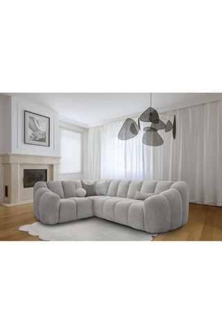 Canapé d’angle gauche modulaire Shell - Gris clair - 6 places - En polyester