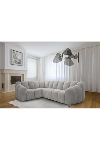 Canapé d’angle gauche modulaire Shell - Gris clair - 6 places - En polyester