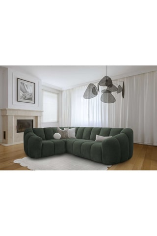 Canapé d’angle gauche modulaire Shell - Vert foncé - 6 places - En polyester