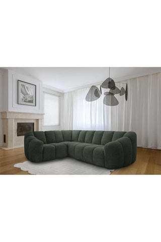 Canapé d’angle gauche modulaire Shell - Vert foncé - 6 places - En polyester