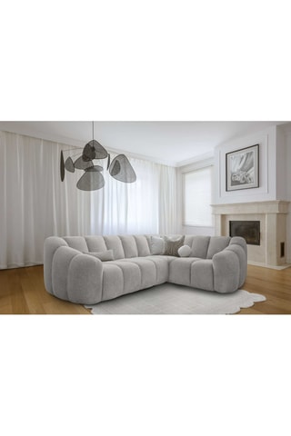 Canapé d’angle droit modulaire Shell - Gris clair - 6 places - En polyester