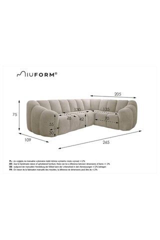 Canapé d’angle droit modulaire Shell - Gris - 6 places - En polyester