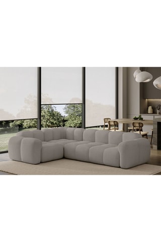 Canapé d’angle gauche modulaire Cloud - Gris clair - 6 places - En polyester