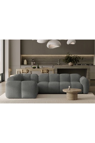 Canapé d’angle gauche modulaire Cloud - Gris - 6 places - En polyester