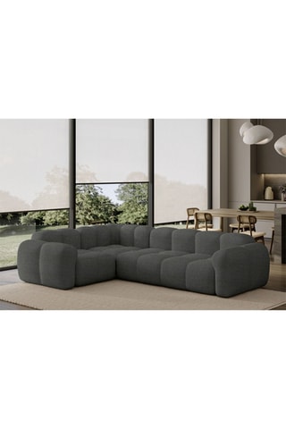 Canapé d’angle gauche modulaire Cloud - Gris - 6 places - En polyester