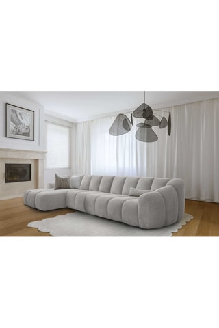 Canapé d'angle gauche modulaire Shell - Gris clair - 6 places - En polyester